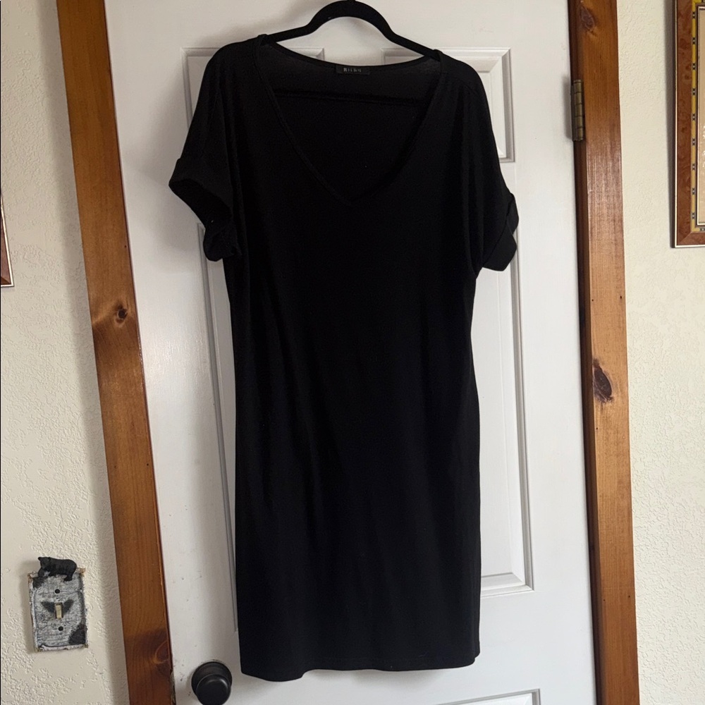 Black V-Neck T-Shirt Dress